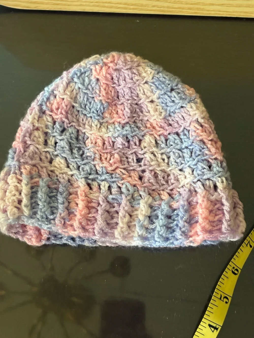 Handmade Pastel Crochet Baby Beanie - Pink, Blue, Cream